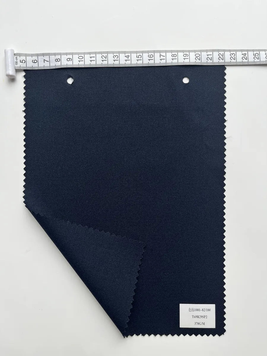 Deep Black Stretch Woven Twill Suiting Fabric 370G/M