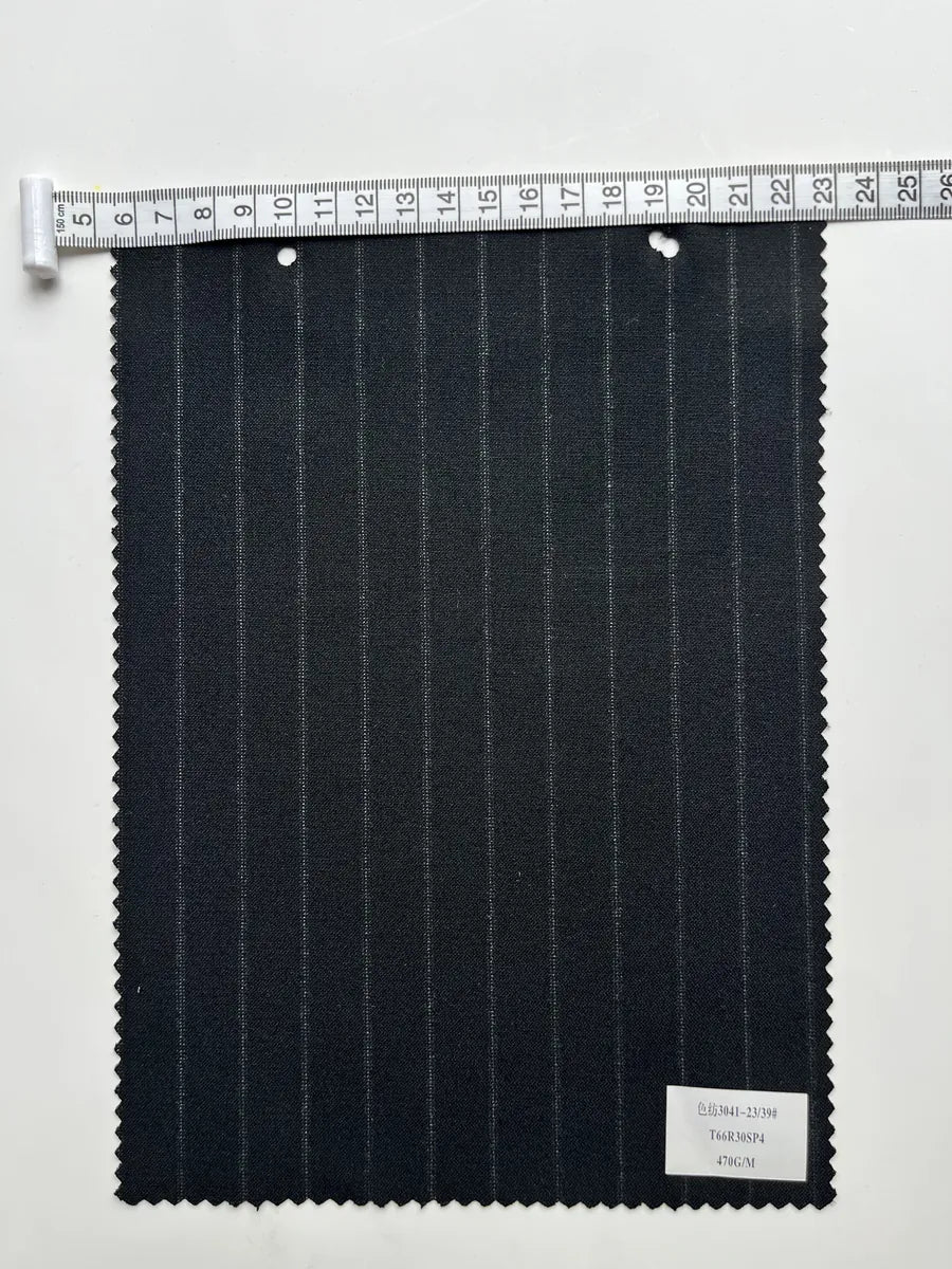 Heather Gray Pinstripe Woven Suiting Fabric 470G/M