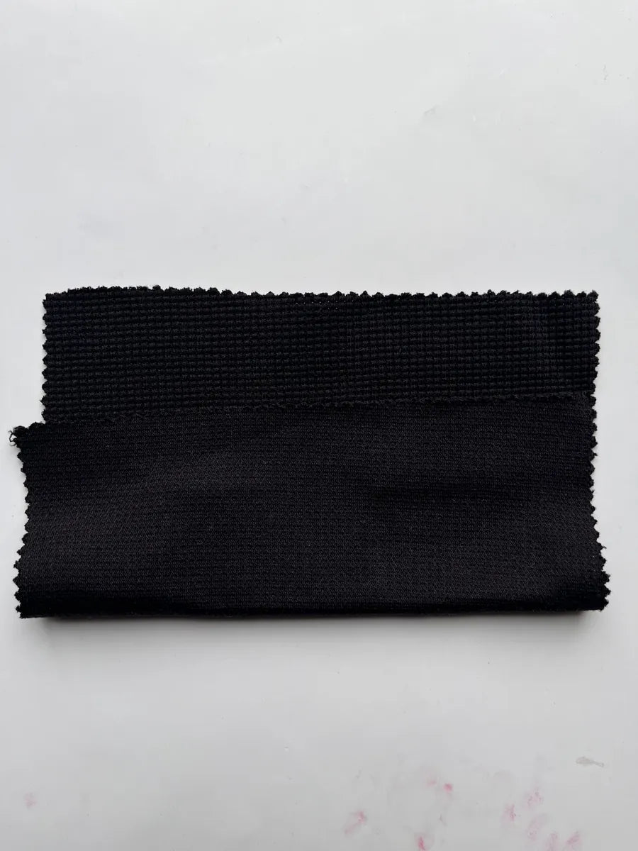 Black Bamboo Spandex Waffle Knit Fabric | 250GSM