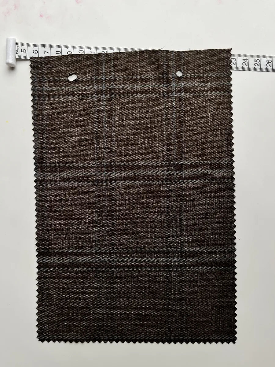 Espresso Brown Plaid Woven Suiting Fabric 345G/M