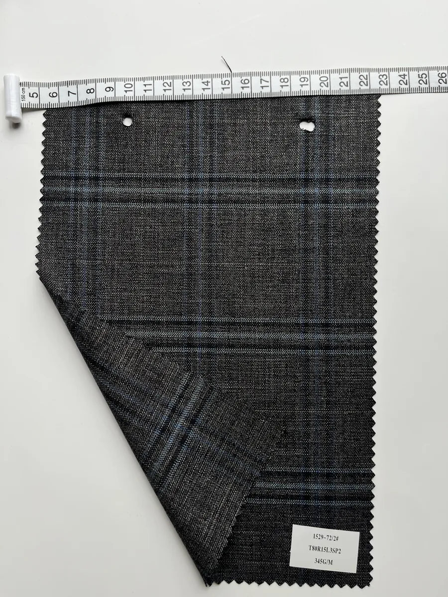 Espresso Brown Plaid Woven Suiting Fabric 345G/M