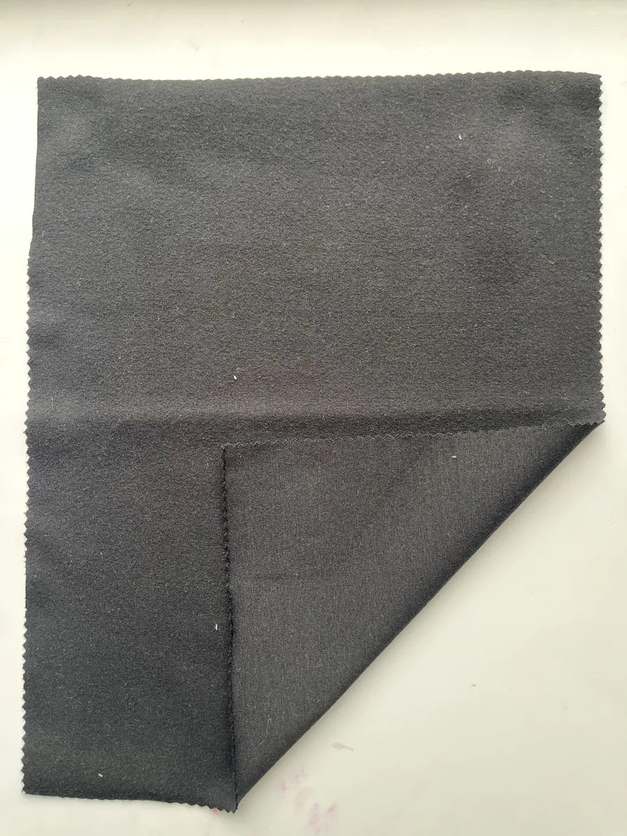 Black Wool Look Cotton Stretch Knit Fabric | 270GSM