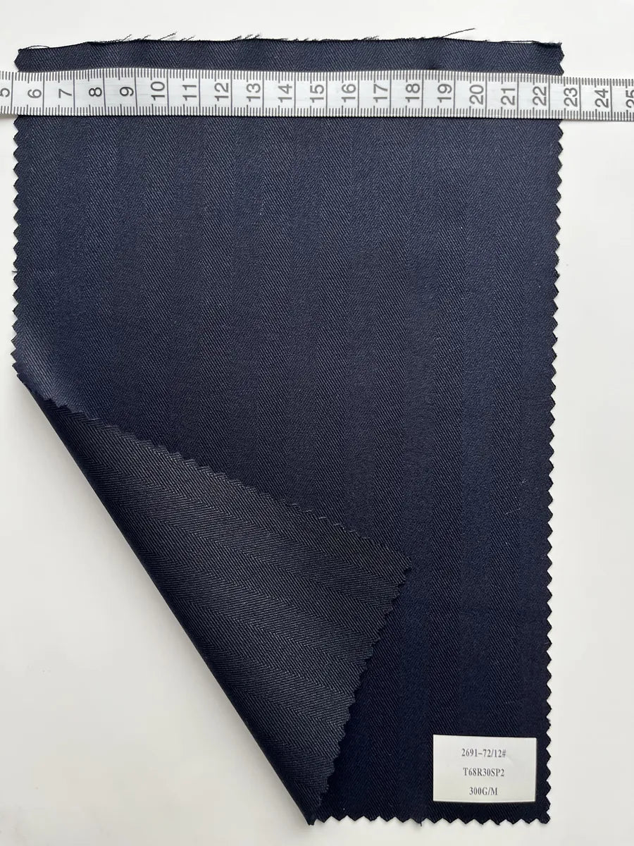 Charcoal Black Herringbone Woven Suiting Fabric 300G/M
