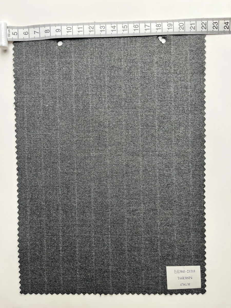 Heather Gray Pinstripe Woven Suiting Fabric 470G/M