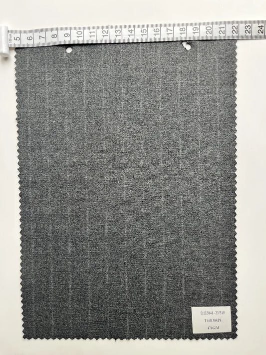 Heather Gray Pinstripe Woven Suiting Fabric 470G/M