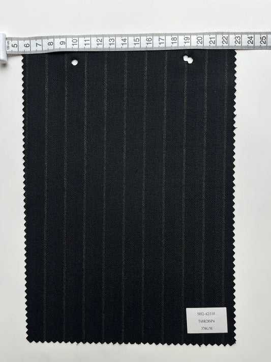 Charcoal Black Pinstripe Woven Suiting Fabric 370G/M