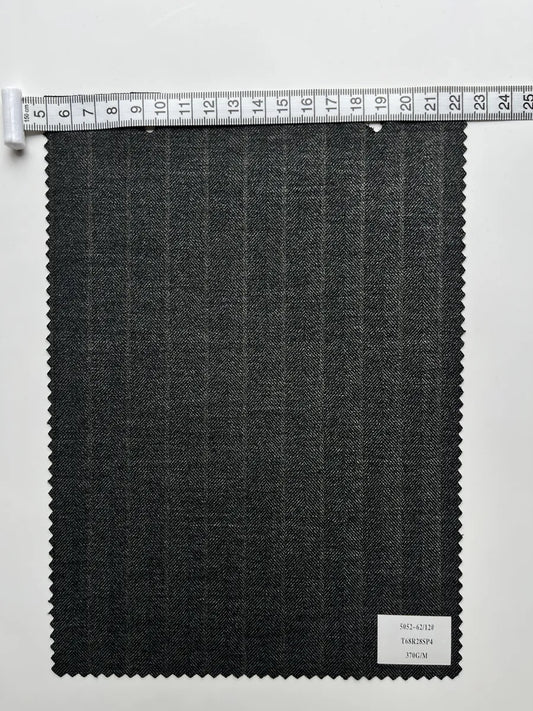 Charcoal Black Pinstripe Woven Suiting Fabric 370G/M