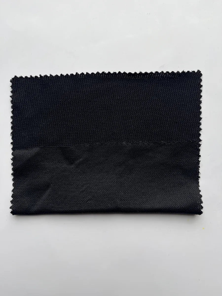 Black Cotton Polyester French Rib Knit Fabric | 220GSM