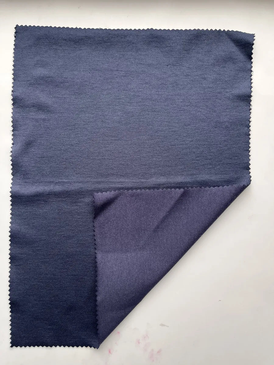 Navy Cotton Polyester Pique Knit Fabric | 200GSM