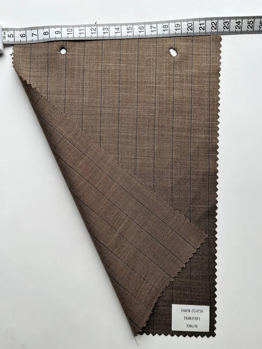 Taupe Brown Pinstripe Woven Suiting Fabric 320G/M