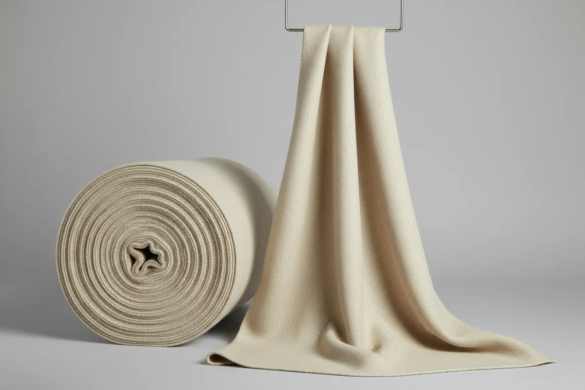 Cream Beige Wool Viscose Woven Coating Fabric 680G/M